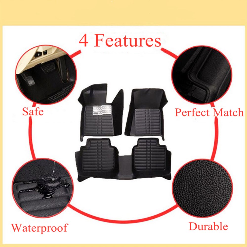 Floor Mats Dymanic Black Leather Surface 3D Waterproof for Ford Escape 2015-2019